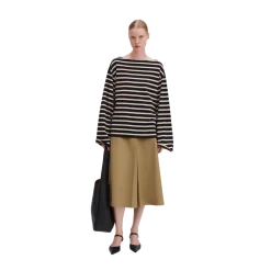 Filippa K Cotton Mariner Top - Black/Pearl Beige