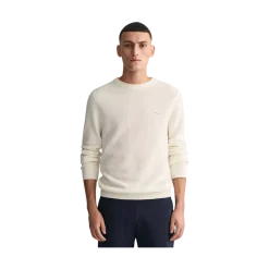 Sale Gant Cotton Pique C-Neck - Eggshell