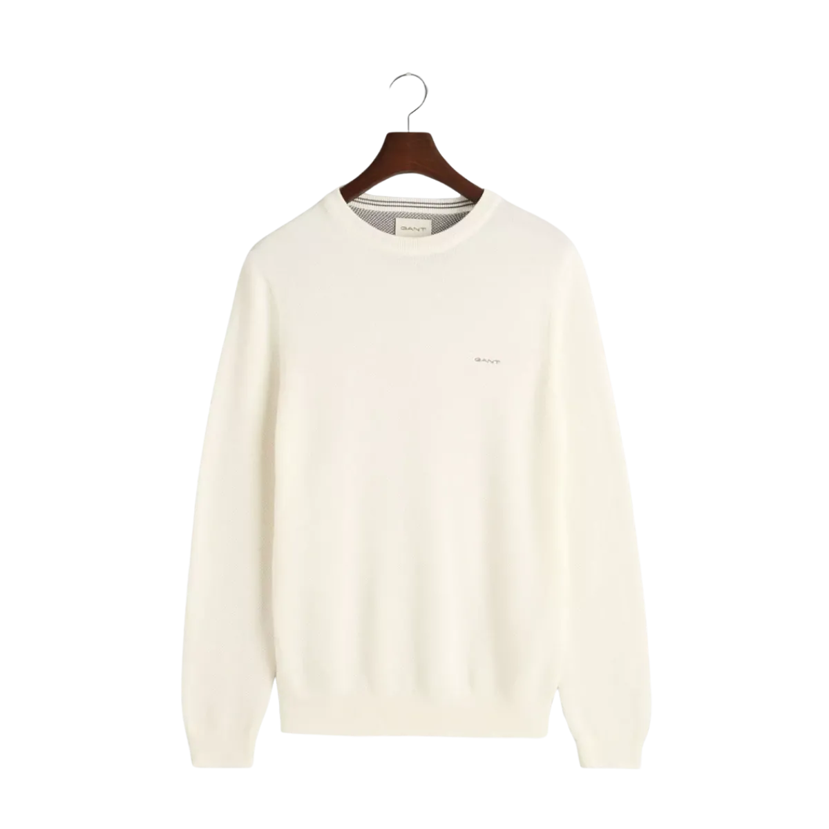 Sale Gant Cotton Pique C-Neck - Eggshell