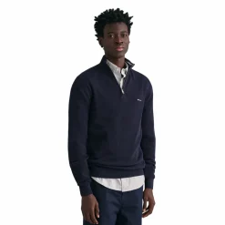 New Gant Cotton Pique Haf Zip - Evening Bue