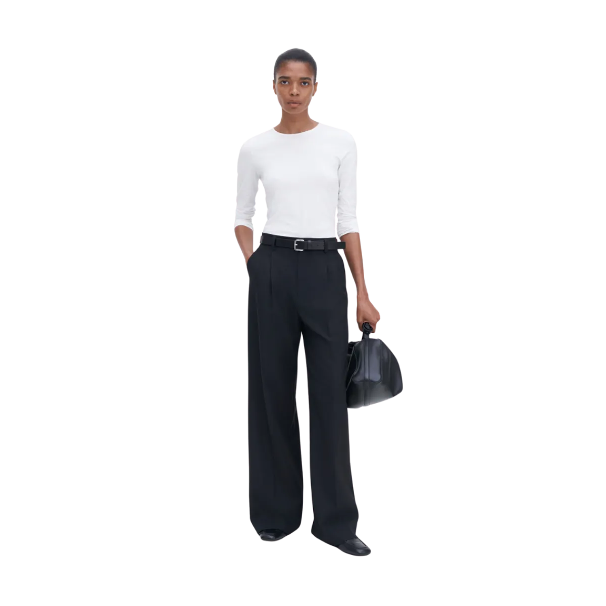 New Filippa K Cotton Stretch ong Seeve - White