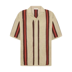 Discount Knowledge Cotton Apparel Cotton triped Knitted hirt - Red tripe