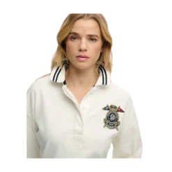 Discount Superdry Crest Rugby Top - Off White