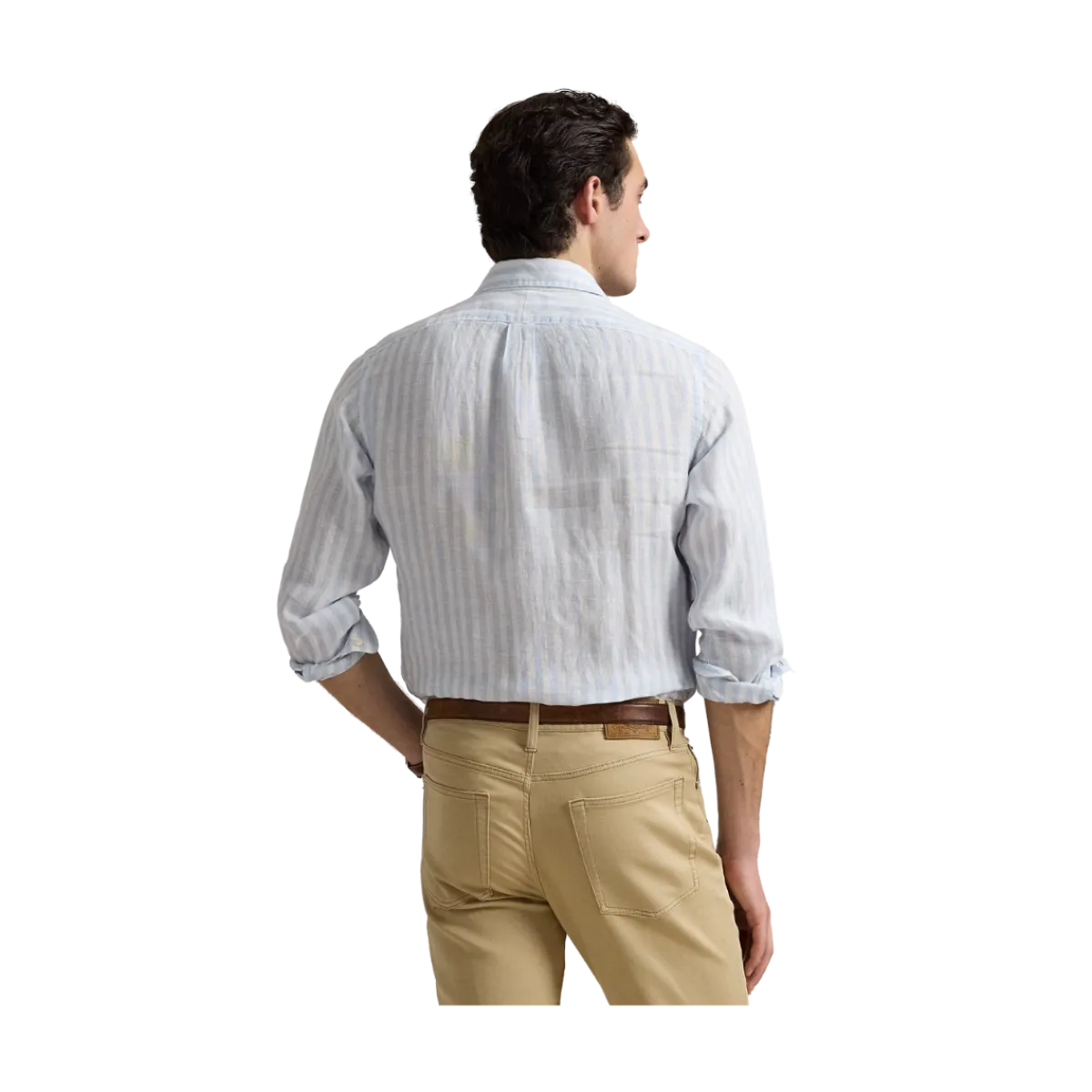 Best Polo Ralph Lauren Custo Fit Striped inen Shirt - Office Bue/White