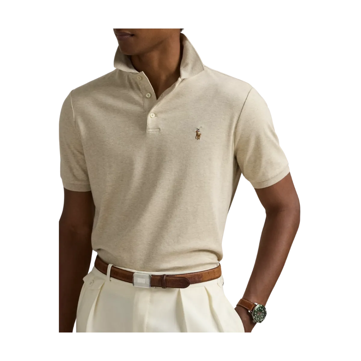 Hot Polo Ralph Lauren Cutom im Fit oft Cotton Poo hirt - Expedition Dune Heather