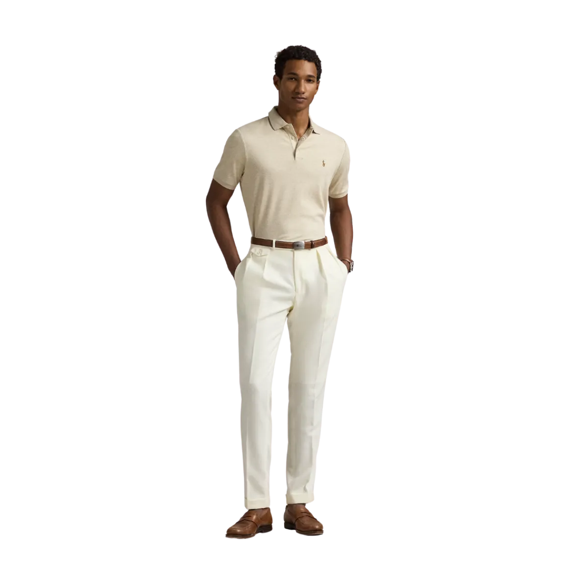 Hot Polo Ralph Lauren Cutom im Fit oft Cotton Poo hirt - Expedition Dune Heather