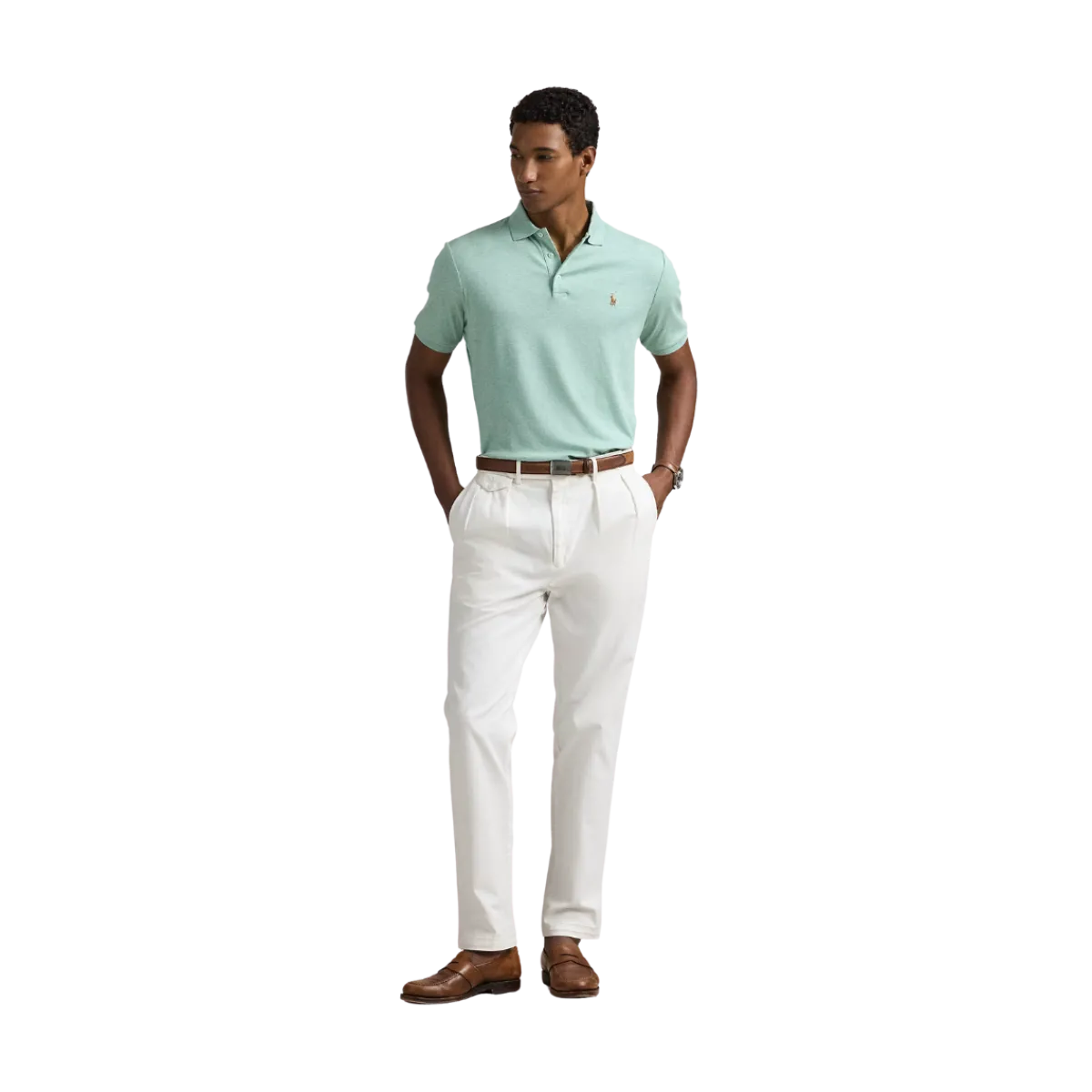 Outlet Polo Ralph Lauren Cuto li Fit oft Cotton Polo hirt - Celadon Heather