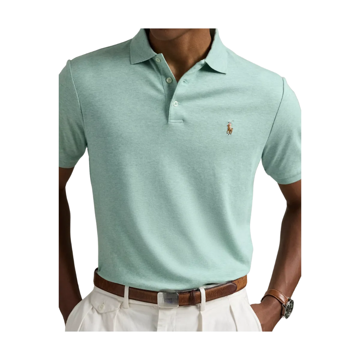Outlet Polo Ralph Lauren Cuto li Fit oft Cotton Polo hirt - Celadon Heather