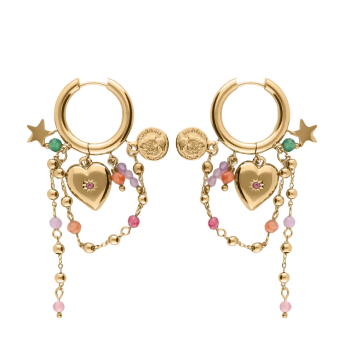 Hot My Jewellery Earrings with Heart and Cords - Gold