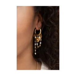 Discount My Jewellery Earrings with Heart and Pearl - Gold