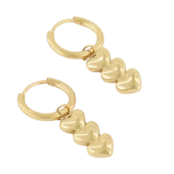 New My Jewellery Earring Three Hearts - Gold