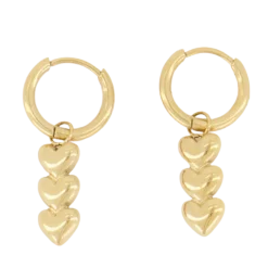 New My Jewellery Earring Three Hearts - Gold