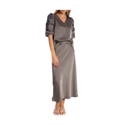 Discount Neo Noir Elba Heavy Sateen Blouse - 189 Warm Grey