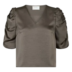 Discount Neo Noir Elba Heavy Sateen Blouse - 189 Warm Grey