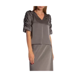 Discount Neo Noir Elba Heavy Sateen Blouse - 189 Warm Grey
