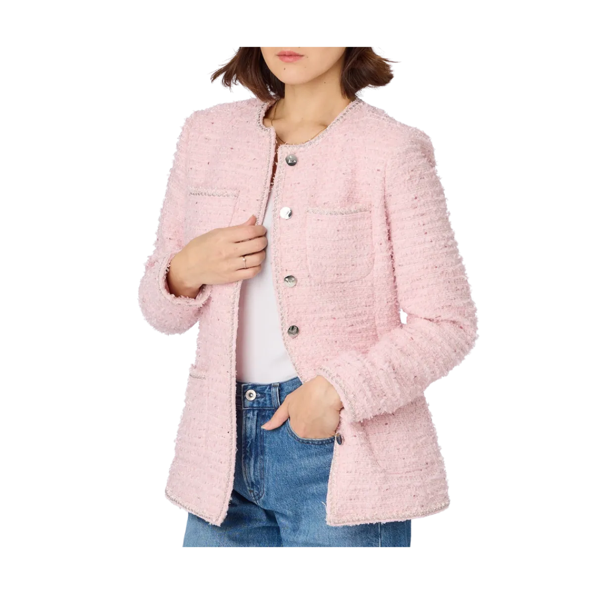 Hot Veronica Virta Elie Tweed Jacket - Pink