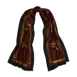 Discount Lauren Eqstrn Rbn Wool Scarf Wrap - 001 Pinot Noir