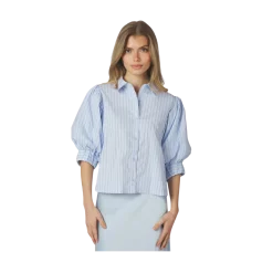 Outlet Neo Noir Etta Stripe Stone Shirt - Light Blue