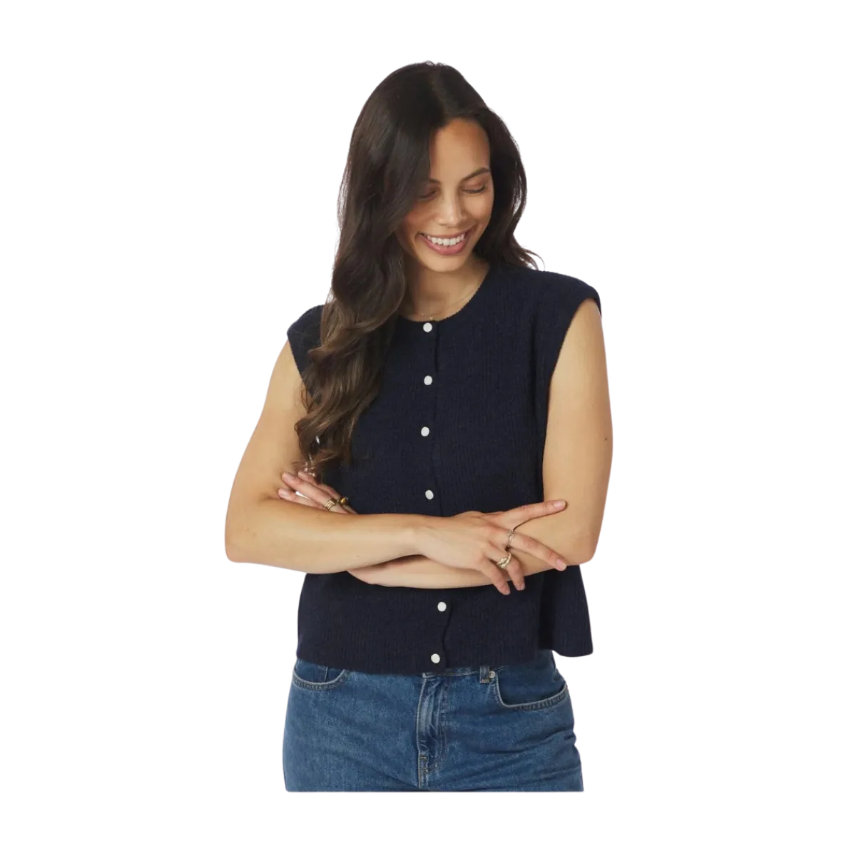 Hot Neo Noir Everest Knit Vest - Navy