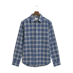 Best Gant Flannel Melange Check Shirt - Denim Blue Melange