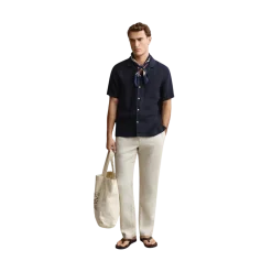 New Gant Gnt Dyed inen Cap Shirt - Evening Bue