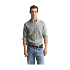 Outlet Gant Gnt Dyed Linen Shirt - Ceraic Grey