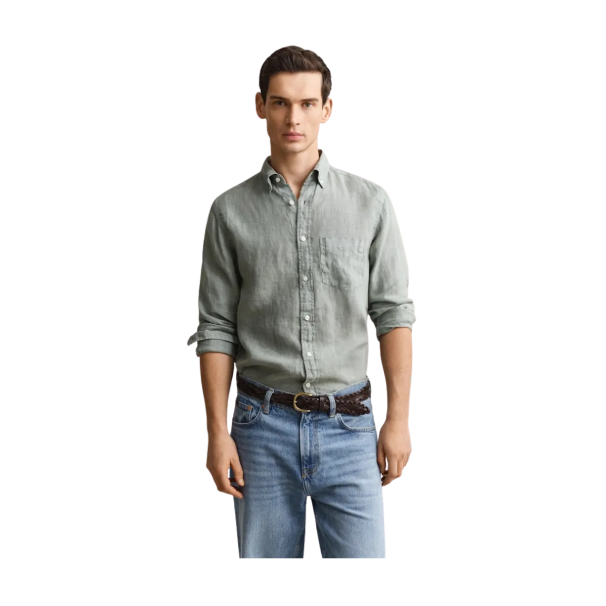 Outlet Gant Gnt Dyed Linen Shirt - Ceraic Grey