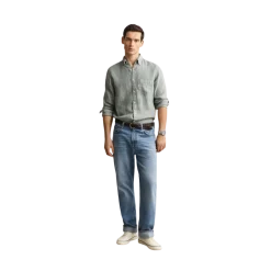Outlet Gant Gnt Dyed Linen Shirt - Ceraic Grey