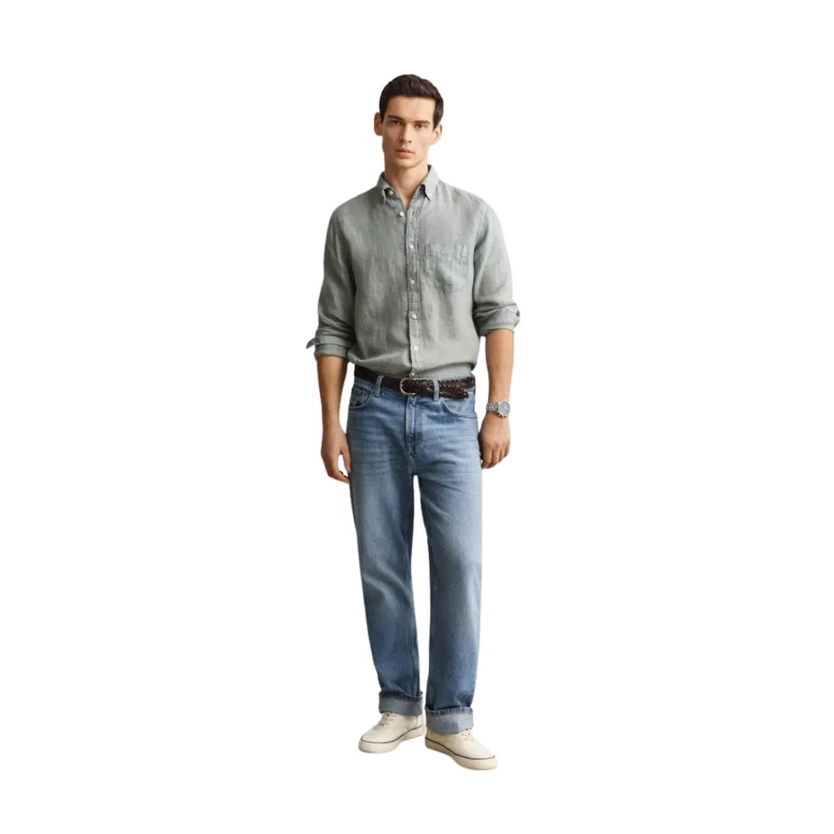 Outlet Gant Gnt Dyed Linen Shirt - Ceraic Grey
