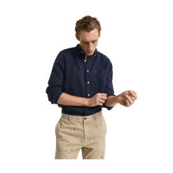 Sale Gant Gmnt Dyed Linen hirt - Evening Blue
