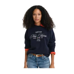 Clearance Gant Graphic C-Neck weat - Evening Bue