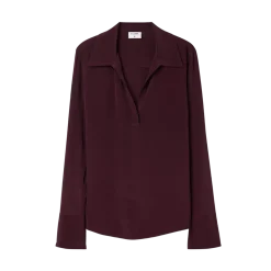 Discount Filippa K Half Placket Blouse - Dark Burgundy