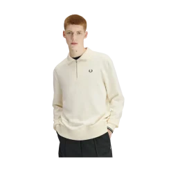 Fred Perry Haf Zip Coared Sweatshirt - Ecru