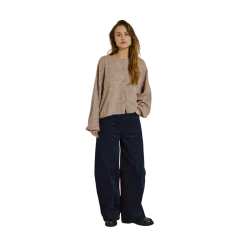 Norr Halli Button Knit Cardigan - CAMEL