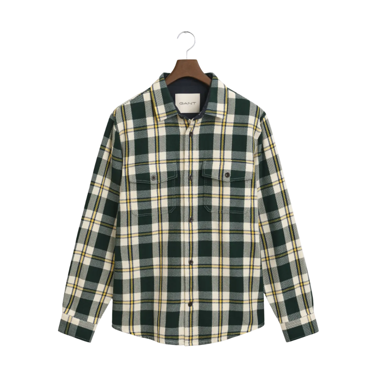 Clearance Gant Heavy Twill Check Overshirt - 374 Tartan Green