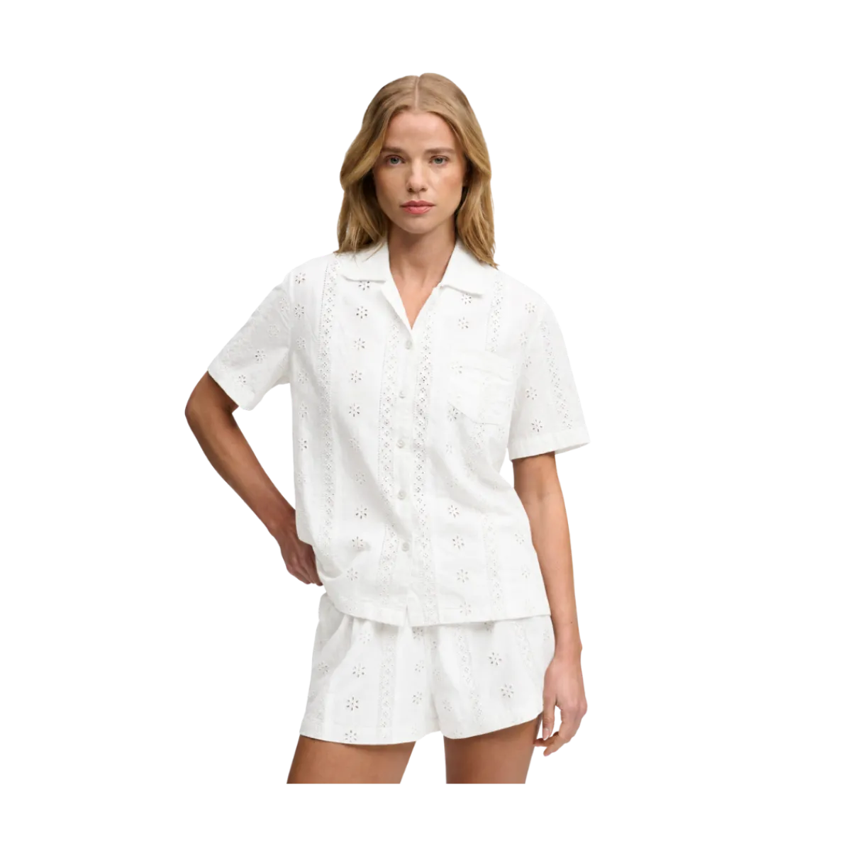 Best Superdry Heritage Broderie S/S Shirt - Off White