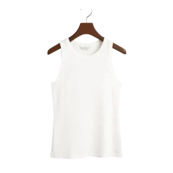 Sale Gant High Neck Rib Tank Top - 110 White