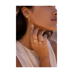 Hot My Jewellery Hoop Earrings with Dots and Pearls - Gold
