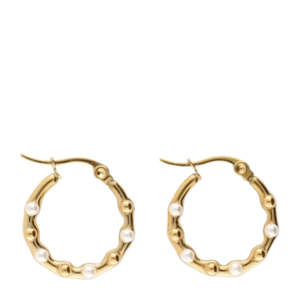 Hot My Jewellery Hoop Earrings with Dots and Pearls - Gold