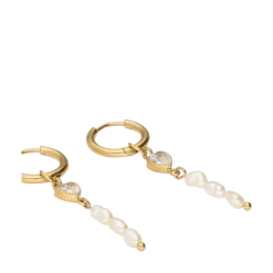 Discount My Jewellery Hoop Earrings with Rhinestone Heart - Gold