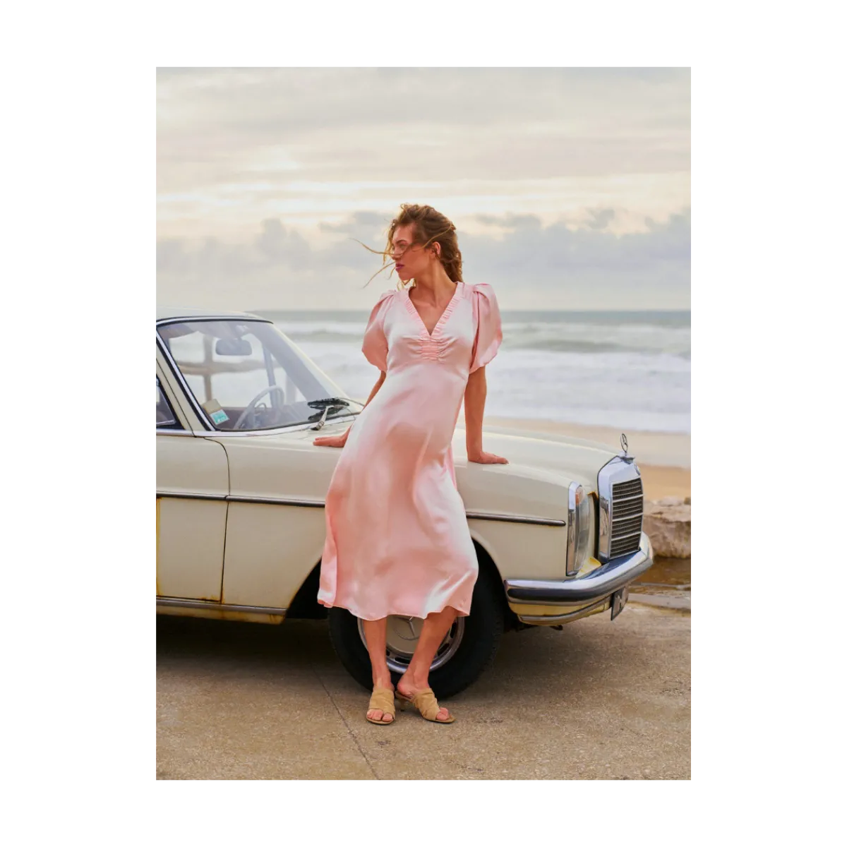 New Neo Noir Illana Heavy Sateen Dress - Light Pink