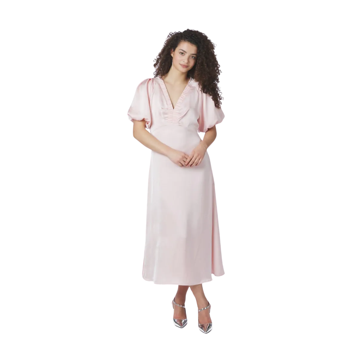 New Neo Noir Illana Heavy Sateen Dress - Light Pink