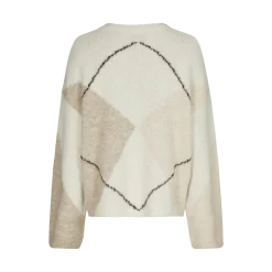 Discount Neo Noir Inga Check Fluff Knit Blouse - Creme