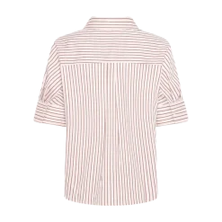 Sale Knowledge Cotton Apparel Iset Satin SS Shirt - Red Stripe