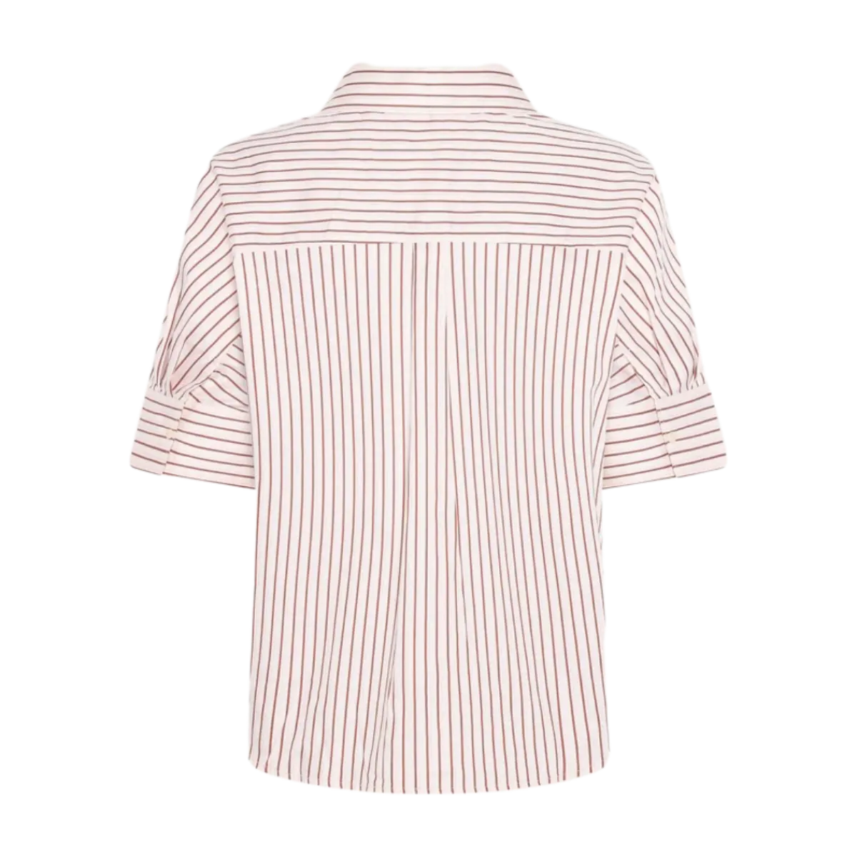 Sale Knowledge Cotton Apparel Iset Satin SS Shirt - Red Stripe