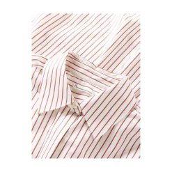 Sale Knowledge Cotton Apparel Iset Satin SS Shirt - Red Stripe