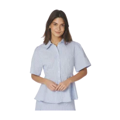 Best Neo Noir Janelle Stripe Shirt - Blue/Brown Stripe