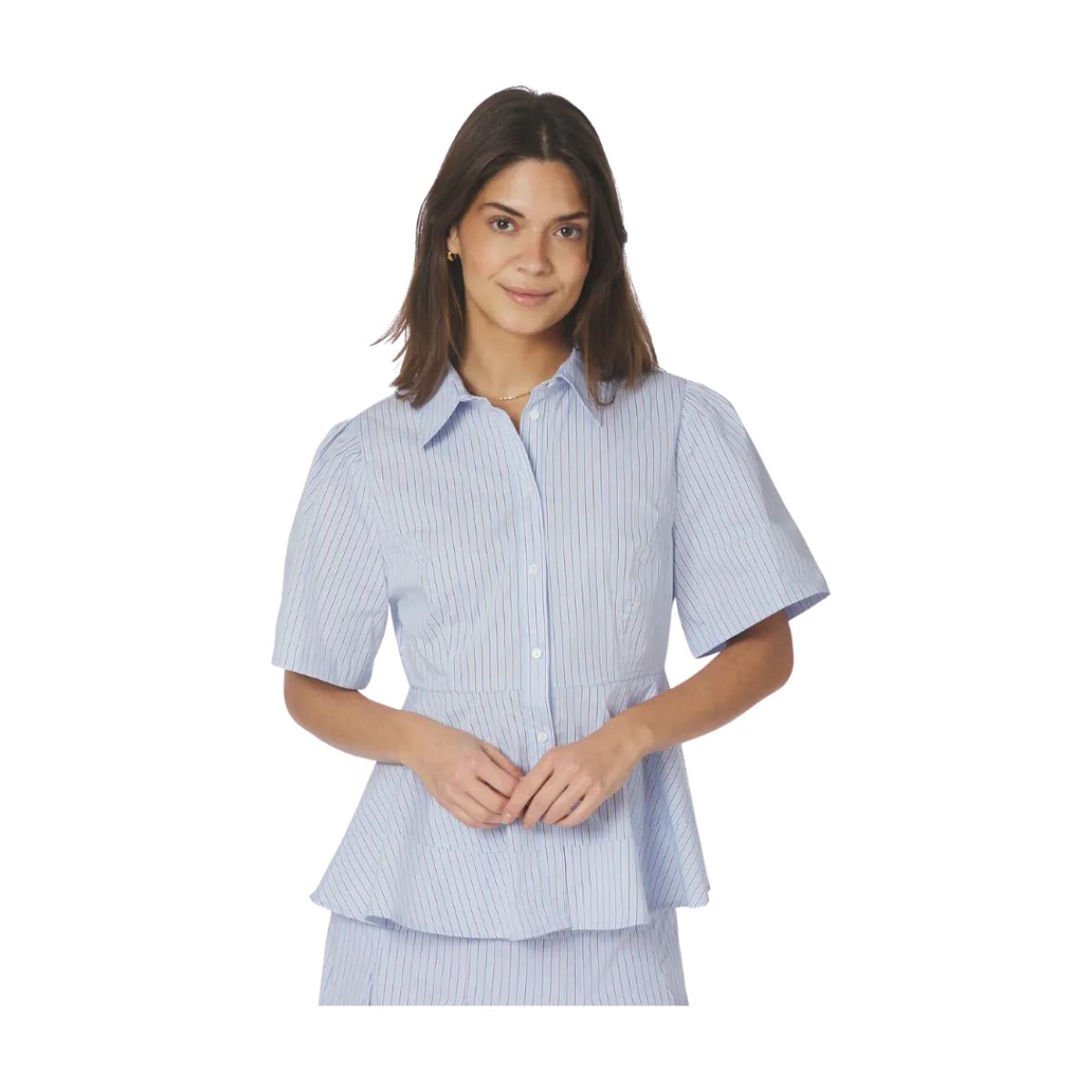 Best Neo Noir Janelle Stripe Shirt - Blue/Brown Stripe