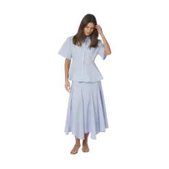 Best Neo Noir Janelle Stripe Shirt - Blue/Brown Stripe