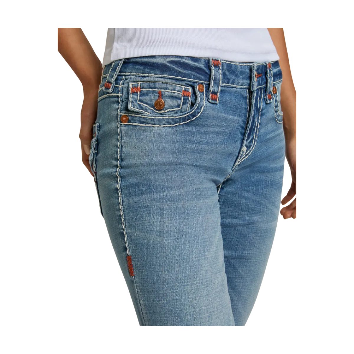Best True Religion Joey Low Rise Flare Sup T Flap - JKNM Ridge Mist
